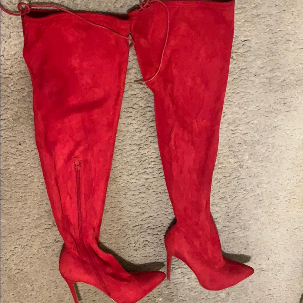 Red Thigh High Boots